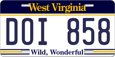 WV license plate DOI858