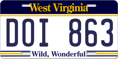 WV license plate DOI863