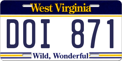 WV license plate DOI871