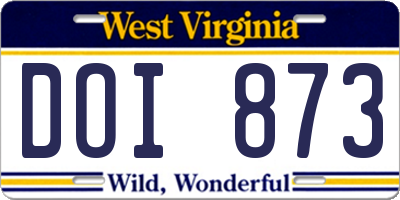WV license plate DOI873