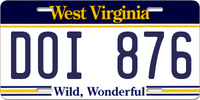 WV license plate DOI876