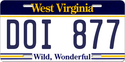 WV license plate DOI877