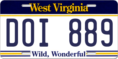 WV license plate DOI889