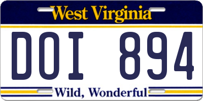 WV license plate DOI894
