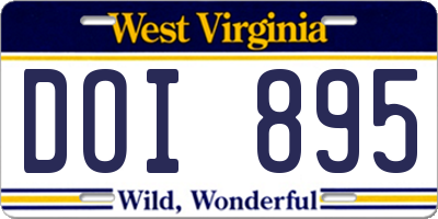 WV license plate DOI895