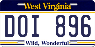 WV license plate DOI896