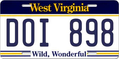 WV license plate DOI898