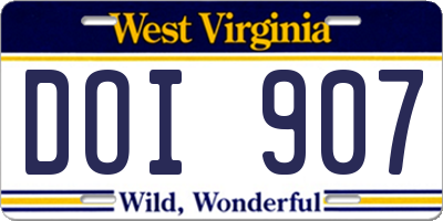 WV license plate DOI907
