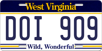WV license plate DOI909