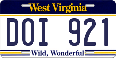 WV license plate DOI921