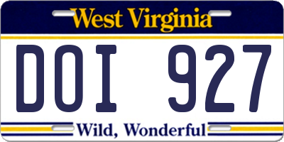WV license plate DOI927