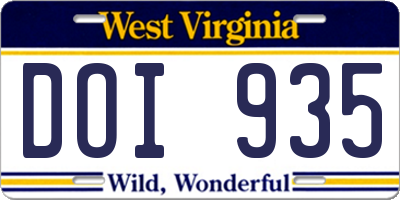 WV license plate DOI935