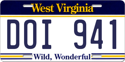 WV license plate DOI941