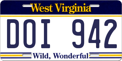 WV license plate DOI942