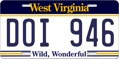 WV license plate DOI946