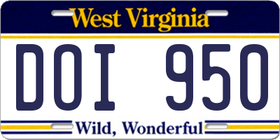 WV license plate DOI950