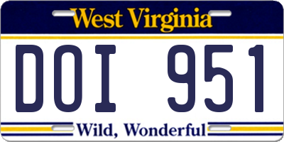 WV license plate DOI951