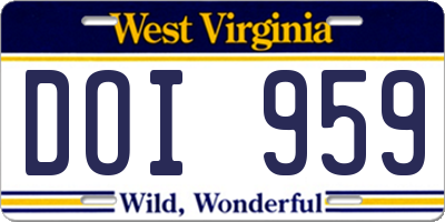 WV license plate DOI959