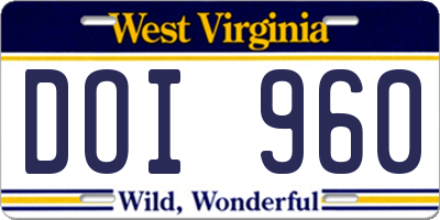WV license plate DOI960