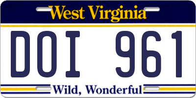 WV license plate DOI961