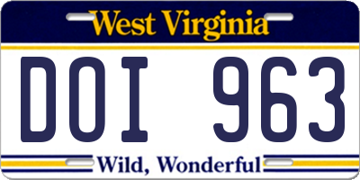 WV license plate DOI963