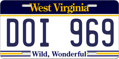 WV license plate DOI969