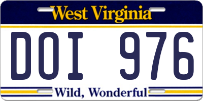 WV license plate DOI976
