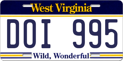 WV license plate DOI995