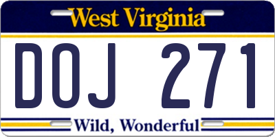 WV license plate DOJ271