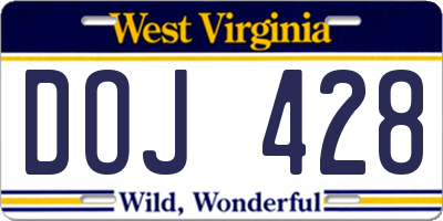 WV license plate DOJ428