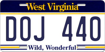 WV license plate DOJ440