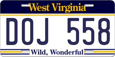 WV license plate DOJ558
