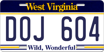 WV license plate DOJ604