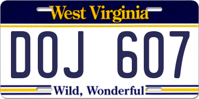 WV license plate DOJ607
