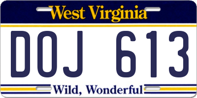 WV license plate DOJ613