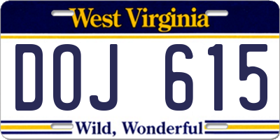 WV license plate DOJ615