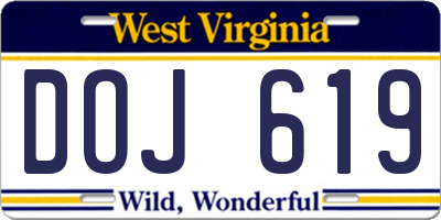 WV license plate DOJ619