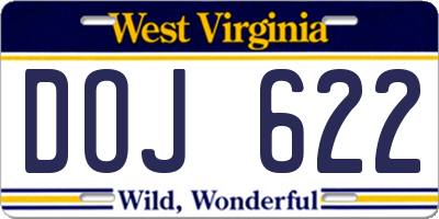 WV license plate DOJ622