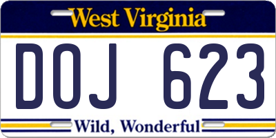 WV license plate DOJ623