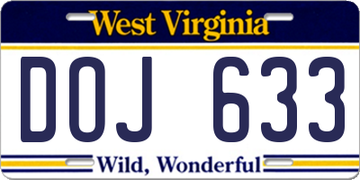 WV license plate DOJ633