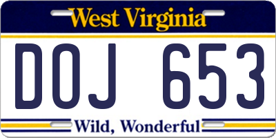 WV license plate DOJ653