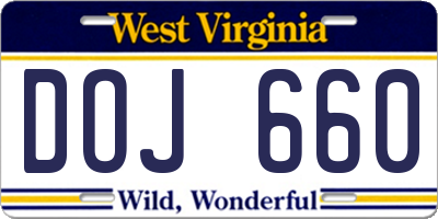WV license plate DOJ660