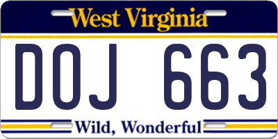 WV license plate DOJ663