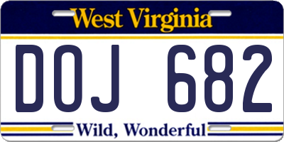 WV license plate DOJ682