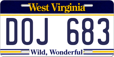 WV license plate DOJ683