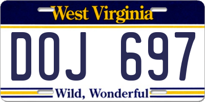 WV license plate DOJ697