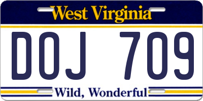 WV license plate DOJ709