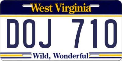 WV license plate DOJ710