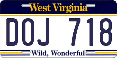 WV license plate DOJ718
