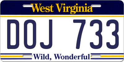 WV license plate DOJ733